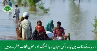 دریائے چناب میں نیا تباہ کن سیلابی ریلا جھنگ اور جنوبی پنجاب خطرے میں