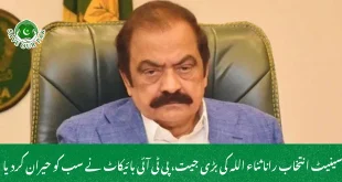سینیٹ انتخاب رانا ثناء اللہ کی بڑی جیت، پی ٹی آئی بائیکاٹ نے سب کو حیران کردیا