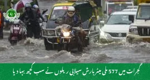 گجرات میں 577 ملی میٹر بارش سیلابی ریلوں نے سب کچھ بہا دیا