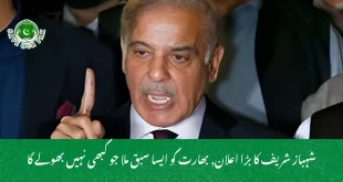 شہباز شریف کا بڑا اعلان, بھارت کو ایسا سبق ملا جو کبھی نہیں بھولے گا